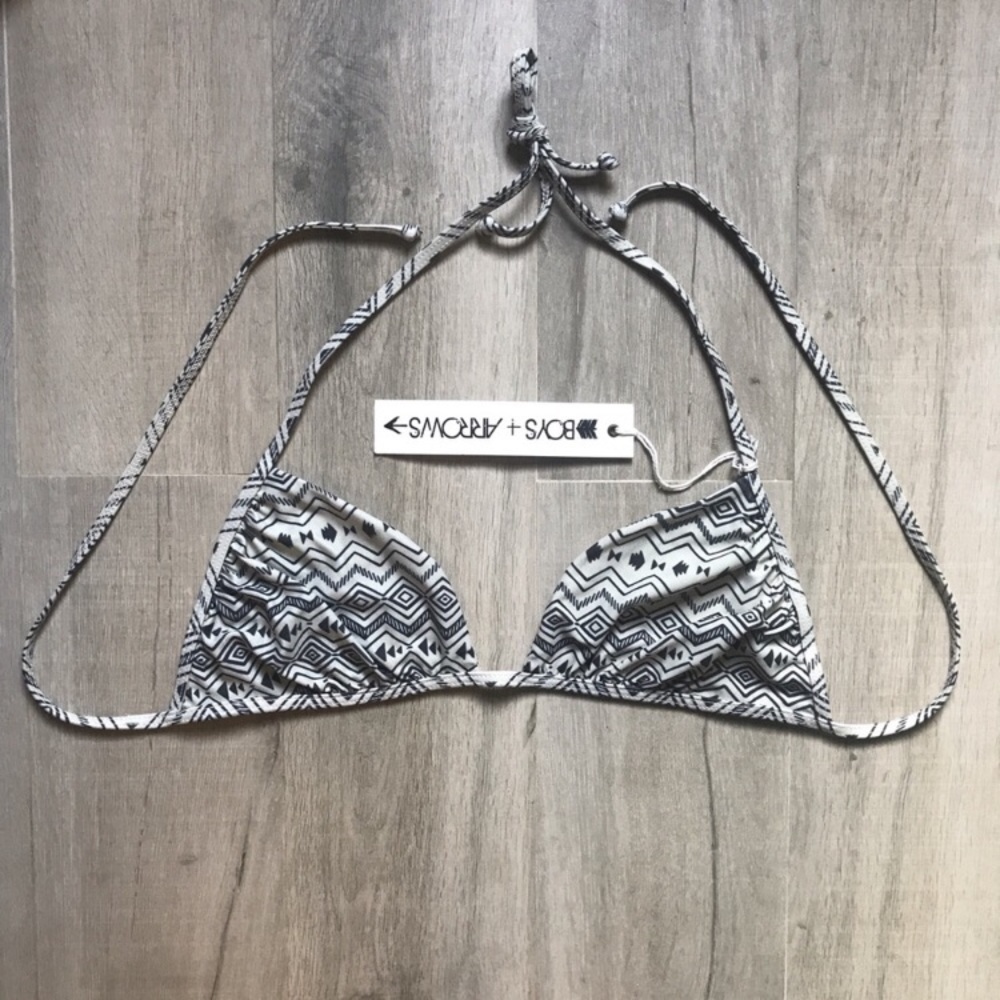 Boys + Arrows Black & White Geometric Triangle Bikini Top